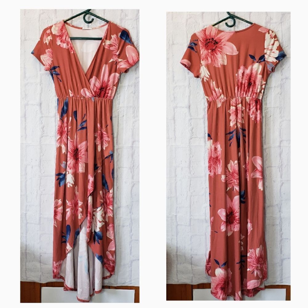 REB & J. 220 Floral High Low Maxi Dress Small